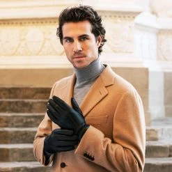 Fratelli Orsini Men's Gloves Alessandro (black) - Lambskin Leather Gloves With Cashmere Lining & Touchscreen