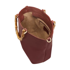 Fratelli Orsini Leather Bags Fiorenza - Calf Leather Women’s Handbag With Bamboo Handles