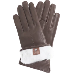 Fratelli Orsini Women's Gloves Francesca (brown) - Lambskin Leather Gloves With White Fur Lining