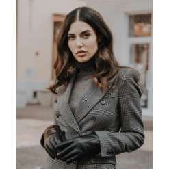 Fratelli Orsini Francesca (black) - Lambskin Leather Gloves With Brown Fur Lining Women's Gloves