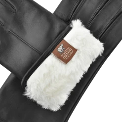 Fratelli Orsini Women's Gloves Francesca (black) - Lambskin Leather Gloves With White Fur Lining