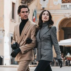 Fratelli Orsini Women's Gloves Francesca (black) - Lambskin Leather Gloves With White Fur Lining