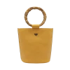 Fratelli Orsini Frida - Calf Leather Women’s Bucket Handbag With Circular Bamboo Handles Leather Bags