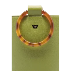 Fratelli Orsini Frida R - Calf Leather Women’s Bucket Handbag With Circular Resin Handles Leather Bags