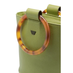 Fratelli Orsini Frida R - Calf Leather Women’s Bucket Handbag With Circular Resin Handles Leather Bags