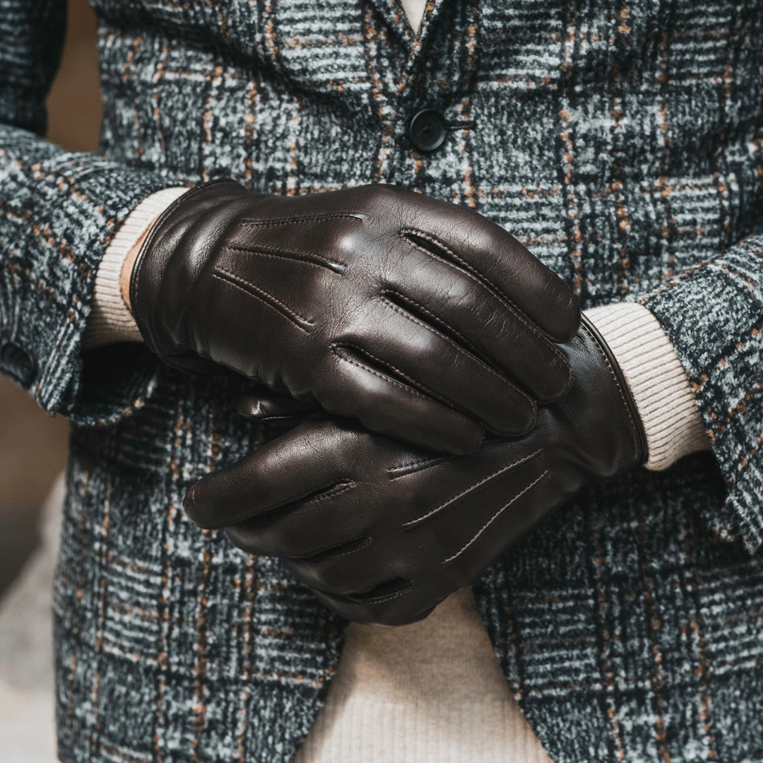Wholesale 😉 Fratelli Orsini Giovanni (brown) - Lambskin Leather Gloves With Cashmere Lining Men's Gloves ✔️ 10 Fratelli Orsini Giovanni (brown) - Lambskin Leather Gloves With Cashmere Lining Men's Gloves