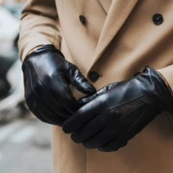 Fratelli Orsini Giovanni (black) - Lambskin Leather Gloves With Cashmere Lining & Touchscreen Men's Gloves