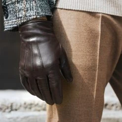 Wholesale 😉 Fratelli Orsini Giovanni (brown) - Lambskin Leather Gloves With Cashmere Lining Men's Gloves ✔️ 20 Fratelli Orsini Giovanni (brown) - Lambskin Leather Gloves With Cashmere Lining Men's Gloves