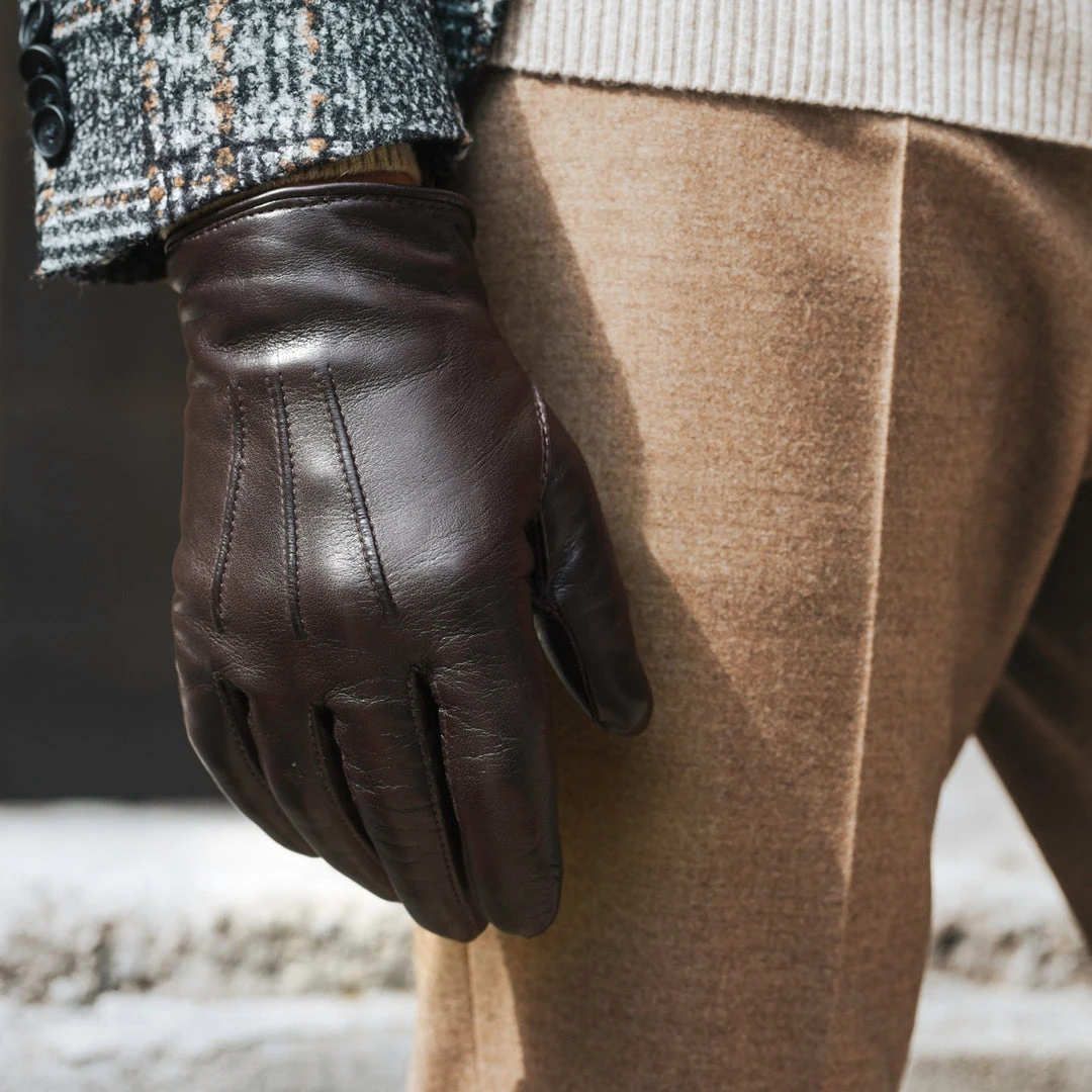 Wholesale 😉 Fratelli Orsini Giovanni (brown) - Lambskin Leather Gloves With Cashmere Lining Men's Gloves ✔️ 9 Fratelli Orsini Giovanni (brown) - Lambskin Leather Gloves With Cashmere Lining Men's Gloves