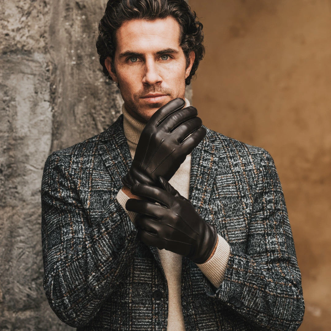 Wholesale 😉 Fratelli Orsini Giovanni (brown) - Lambskin Leather Gloves With Cashmere Lining Men's Gloves ✔️ 6 Fratelli Orsini Giovanni (brown) - Lambskin Leather Gloves With Cashmere Lining Men's Gloves