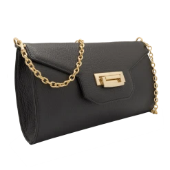 Fratelli Orsini Leather Bags Lalla - Calf Leather Women’s Clutch With Detachable Metal Chain Shoulder Strap
