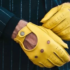 Fratelli Orsini Leonardo (yellow) - American Deerskin Leather Driving Gloves Men's Gloves