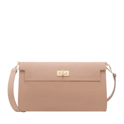 Fratelli Orsini Leather Bags Livia - Calf Leather Women’s Clutch Handbag With Detachable Shoulder Strap