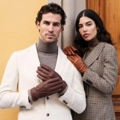 Fratelli Orsini Lorenzo (brown) - American Deerskin Leather Gloves With Cashmere Lining