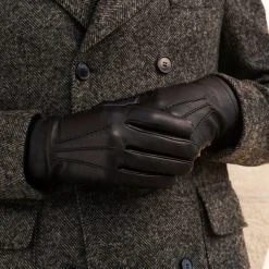 Fratelli Orsini Men's Gloves Lorenzo (black) - American Deerskin Leather Gloves With Cashmere Lining