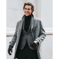 Fratelli Orsini Marco (black) - Lambskin Leather Gloves With White Fur Lining Men's Gloves